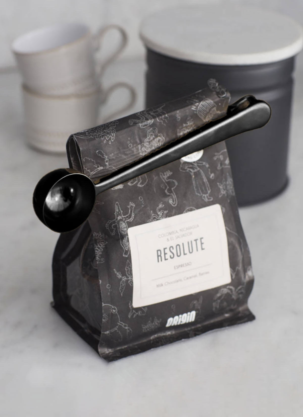 Black Coffee Scoop with Clip