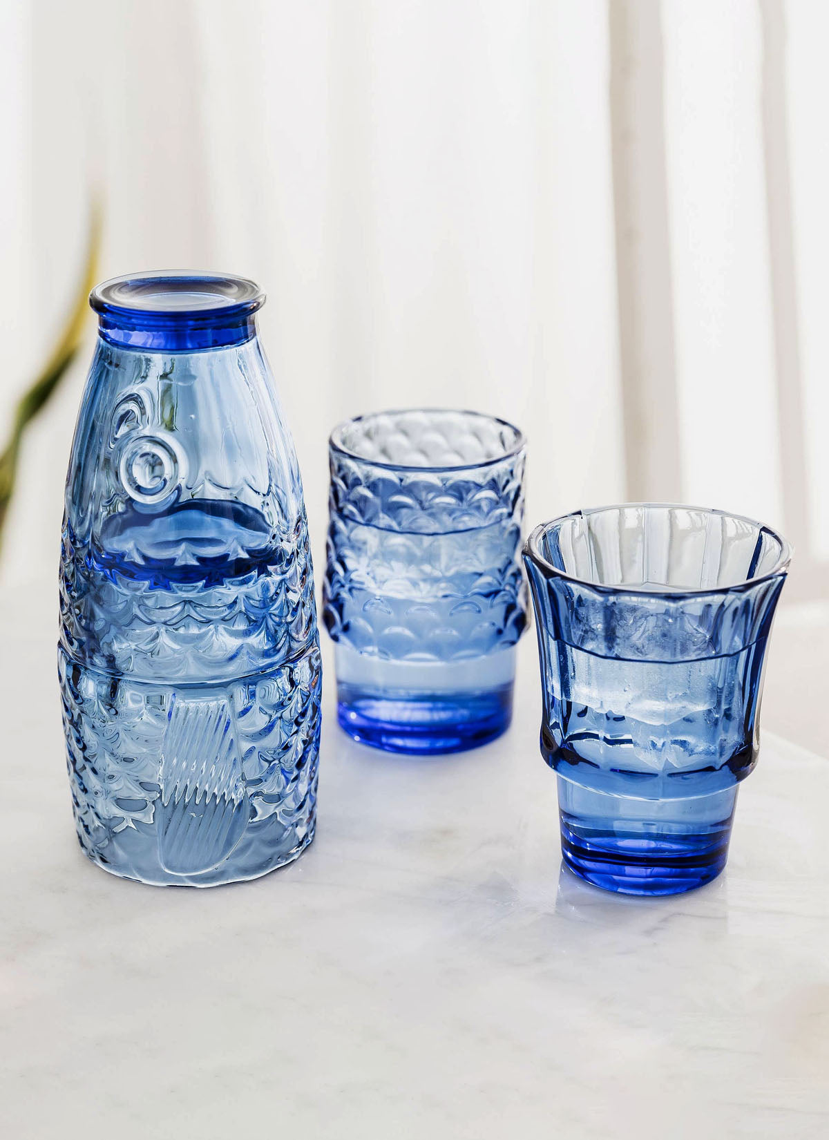Fish Stacking Glass - Set of 4 Blue