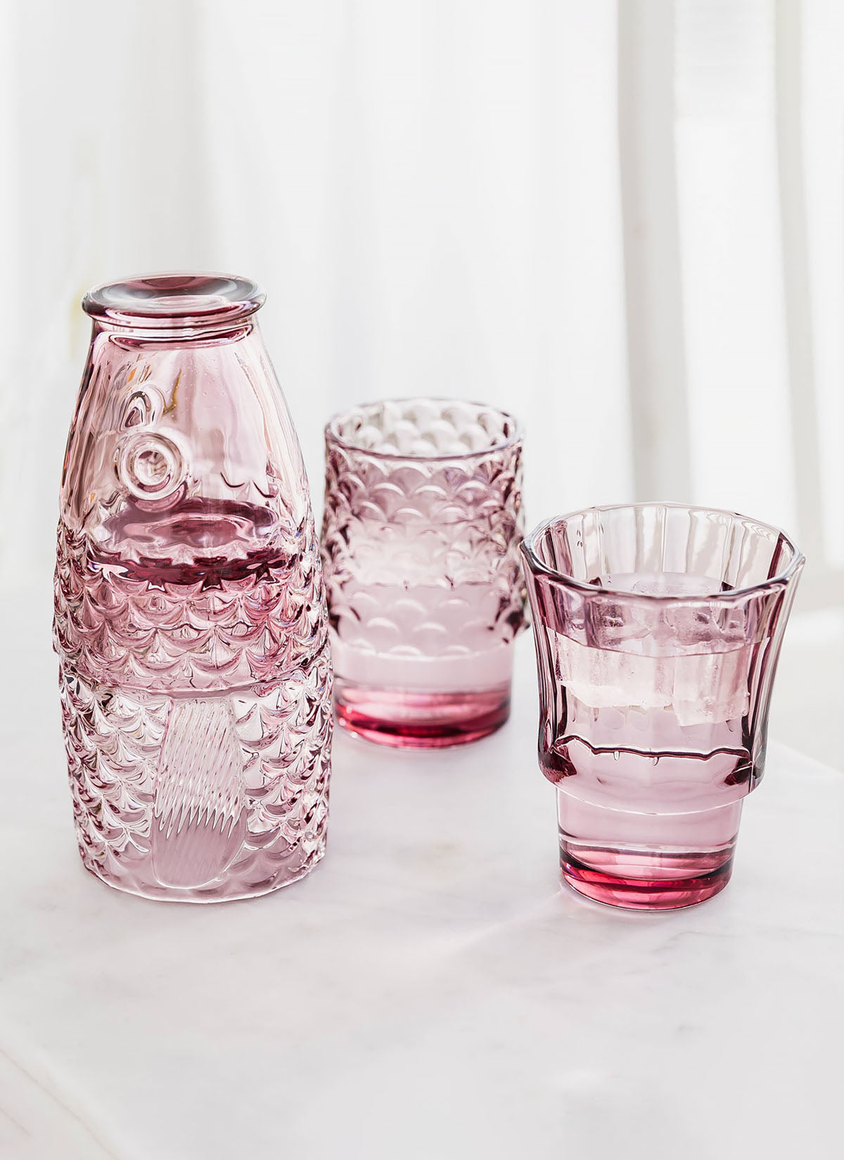 Fish Stacking Glass - Set of 4 Pink