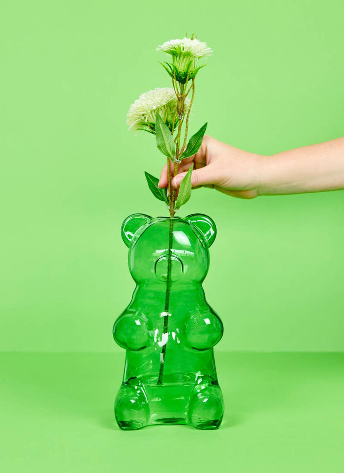 Green Yummy Bear Glass Vase
