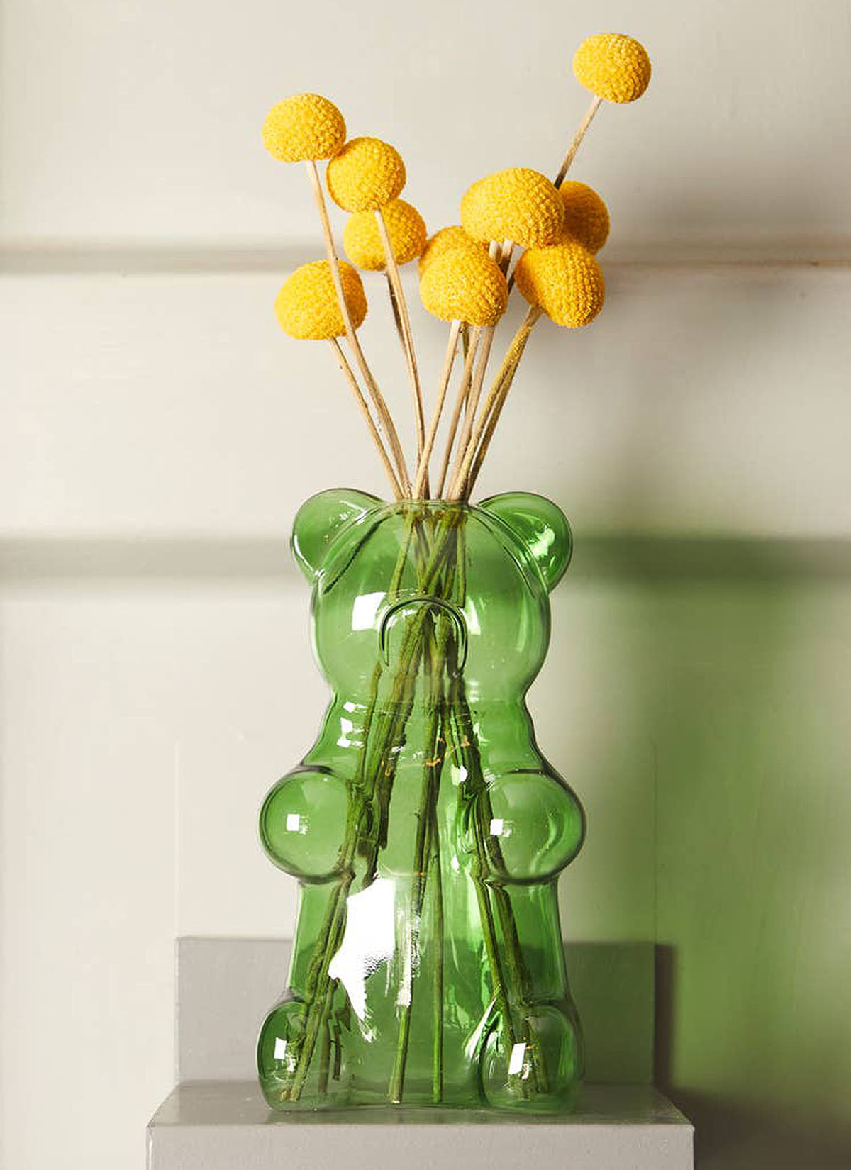 Green Yummy Bear Glass Vase