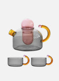 Grey Glass Teapot & Cups