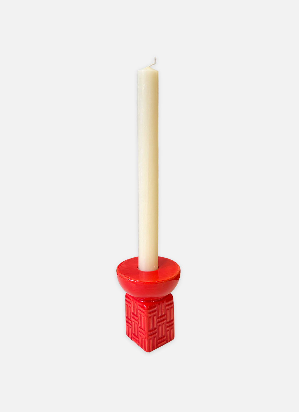 Red Geo Candle Holder