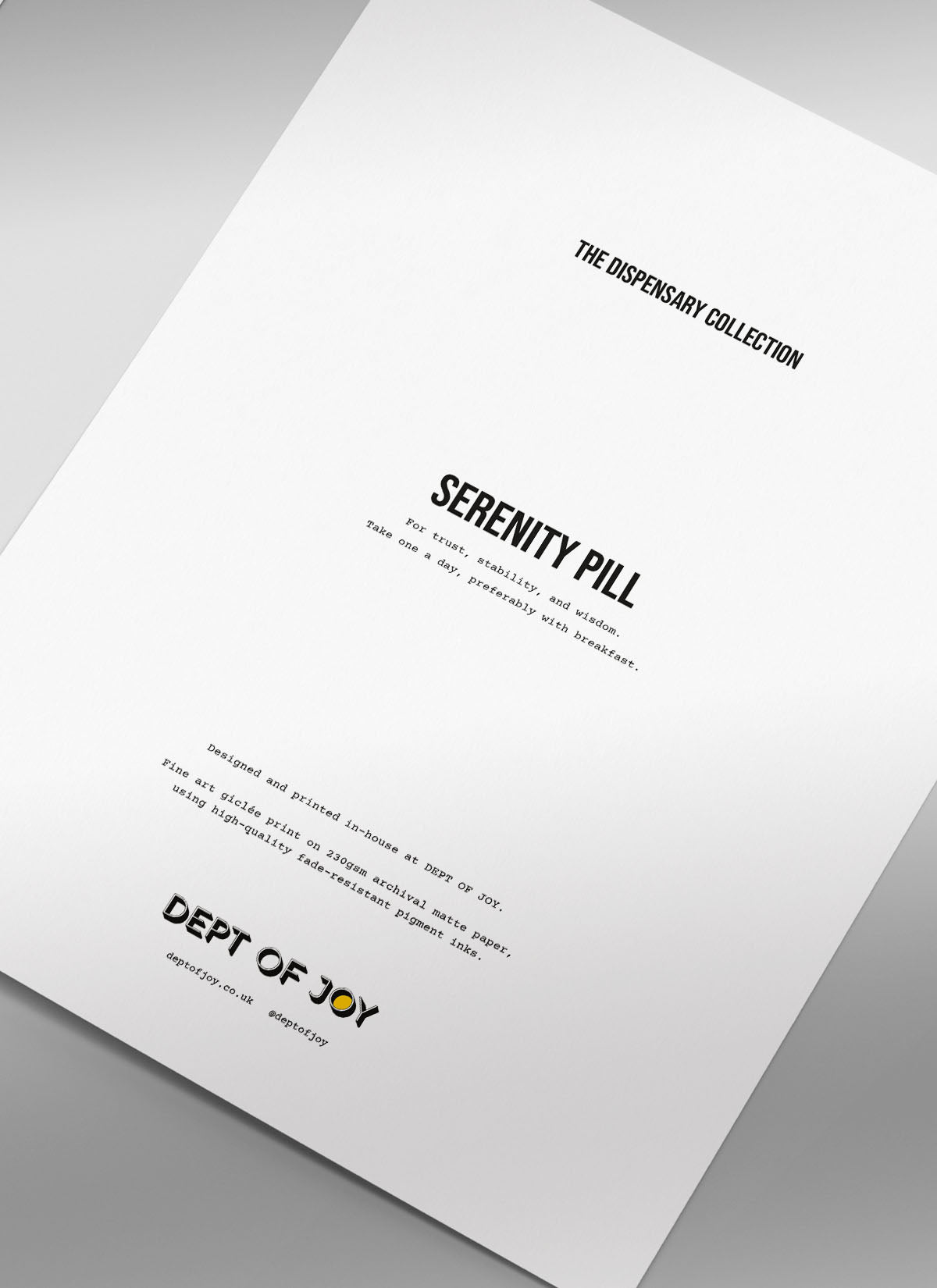 Serenity Pill Art Print