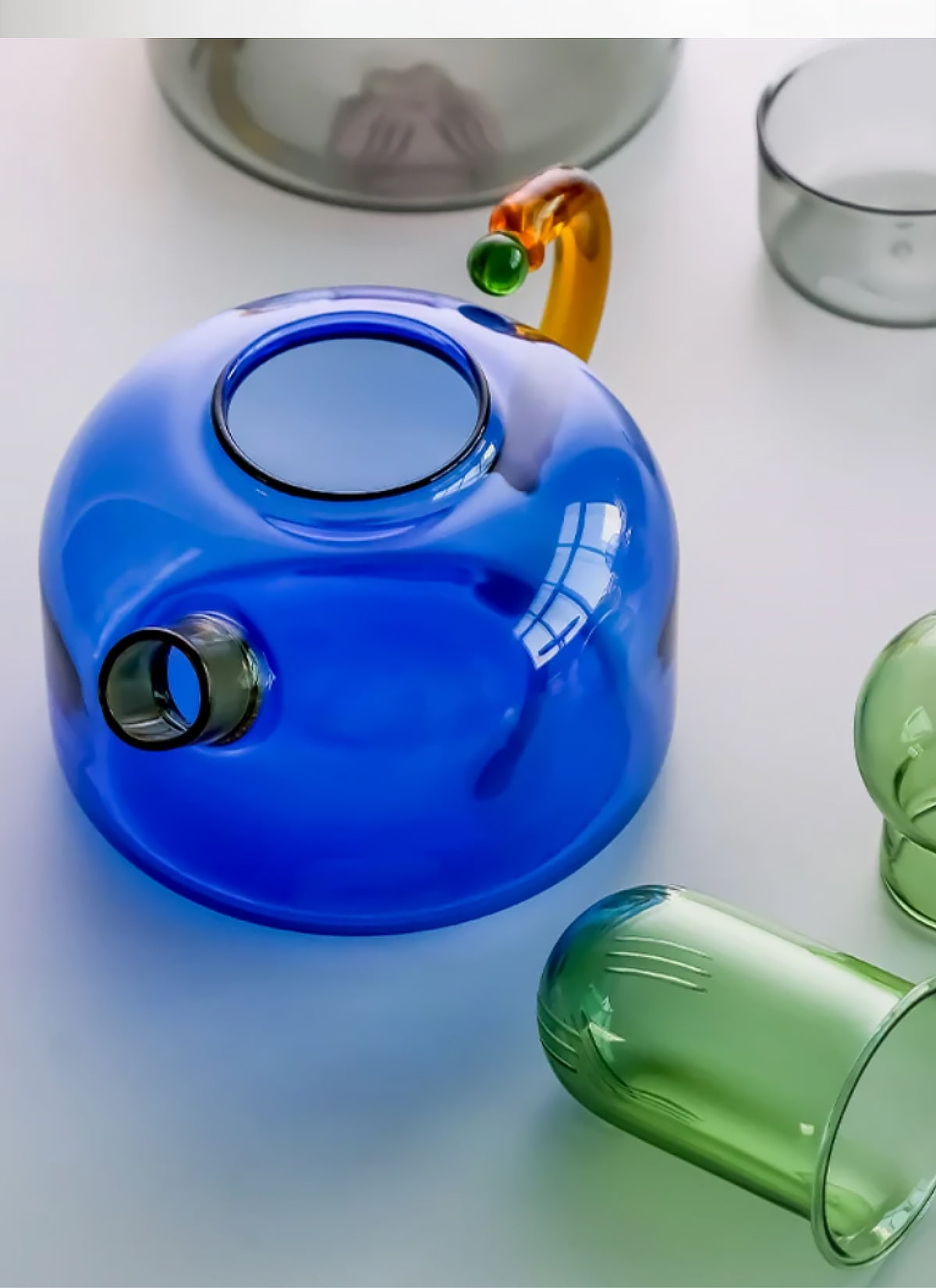 Grey Glass Teapot & Cups