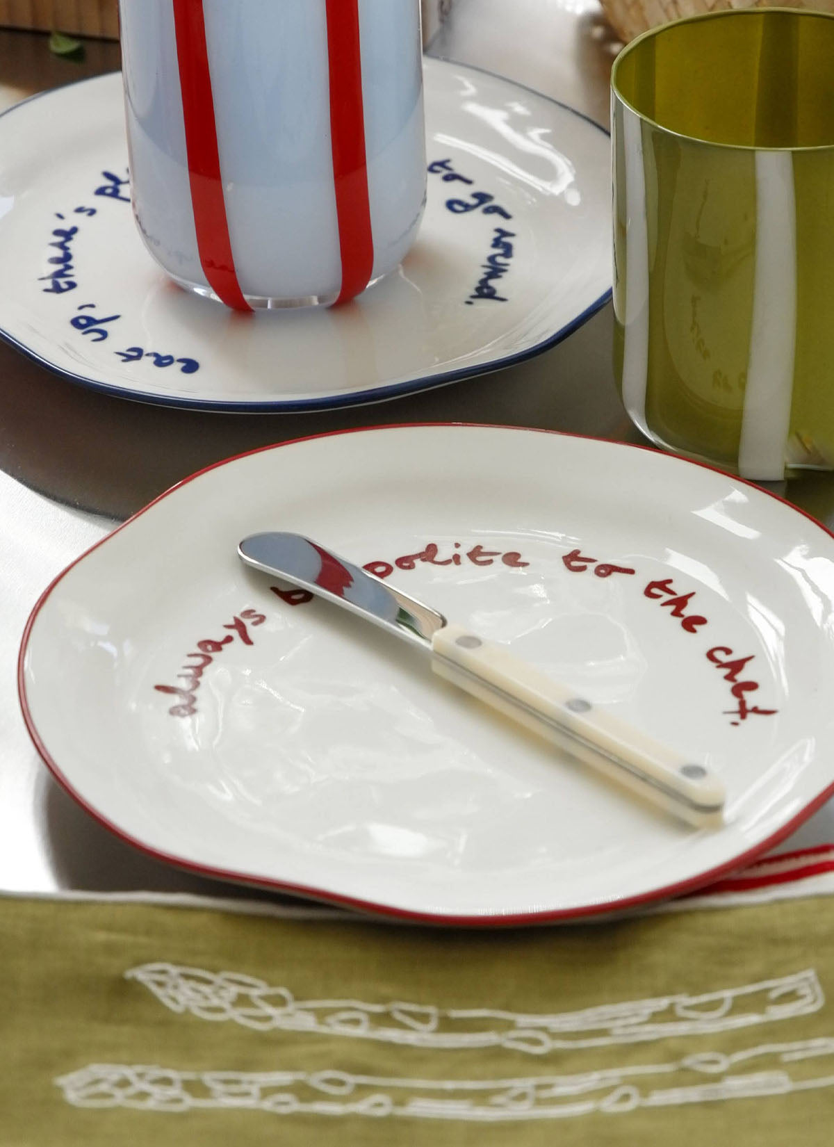 'always be polite to the chef.' Plate