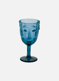 Blue Deco Face Wine Glass