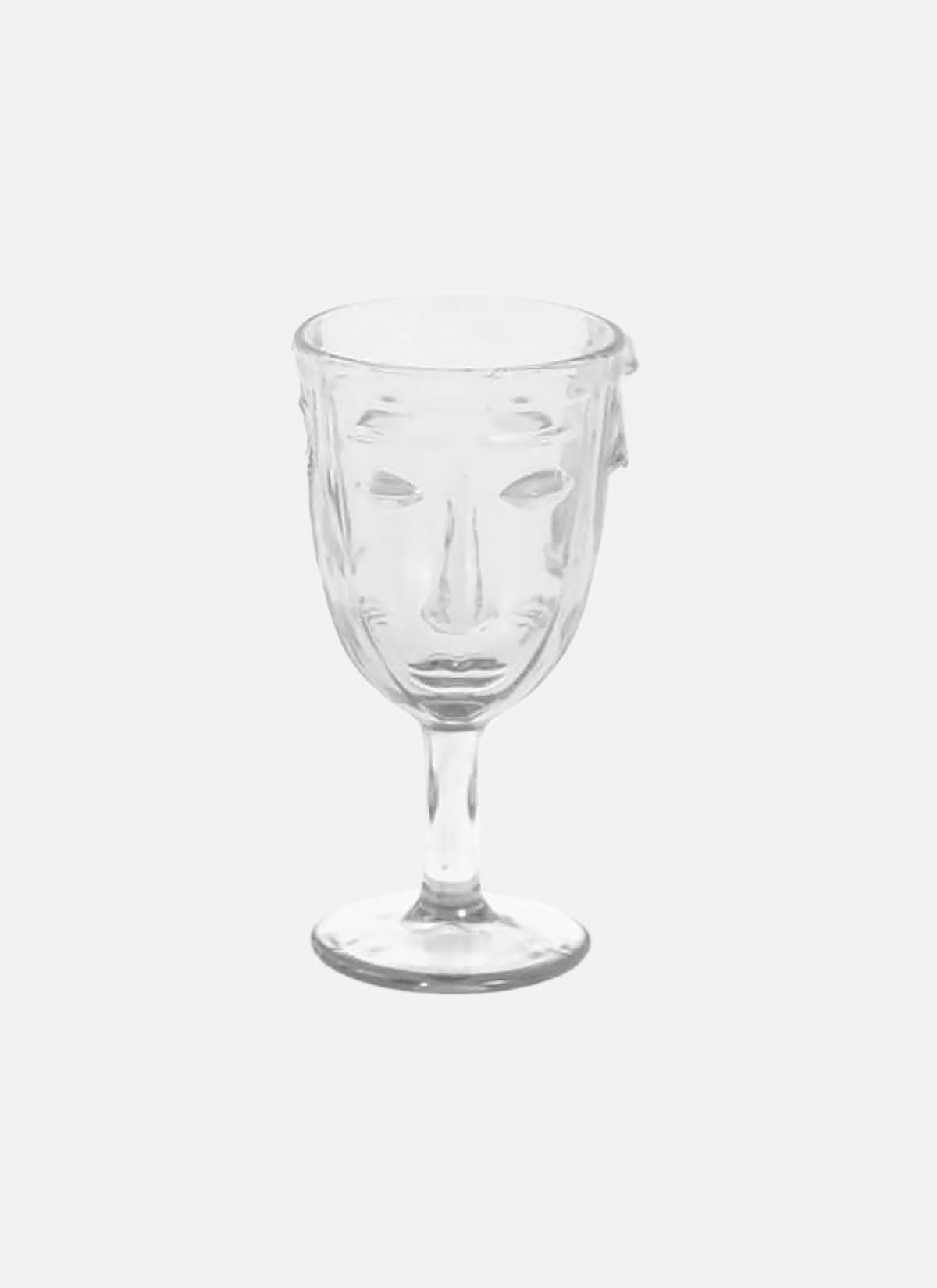 Clear Deco Face Wine Glass