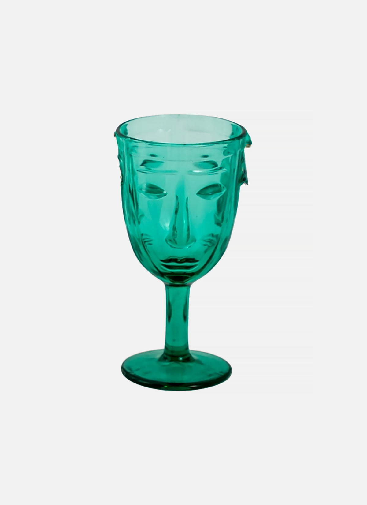 Green Deco Face Wine Glass