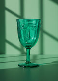 Green Deco Face Wine Glass