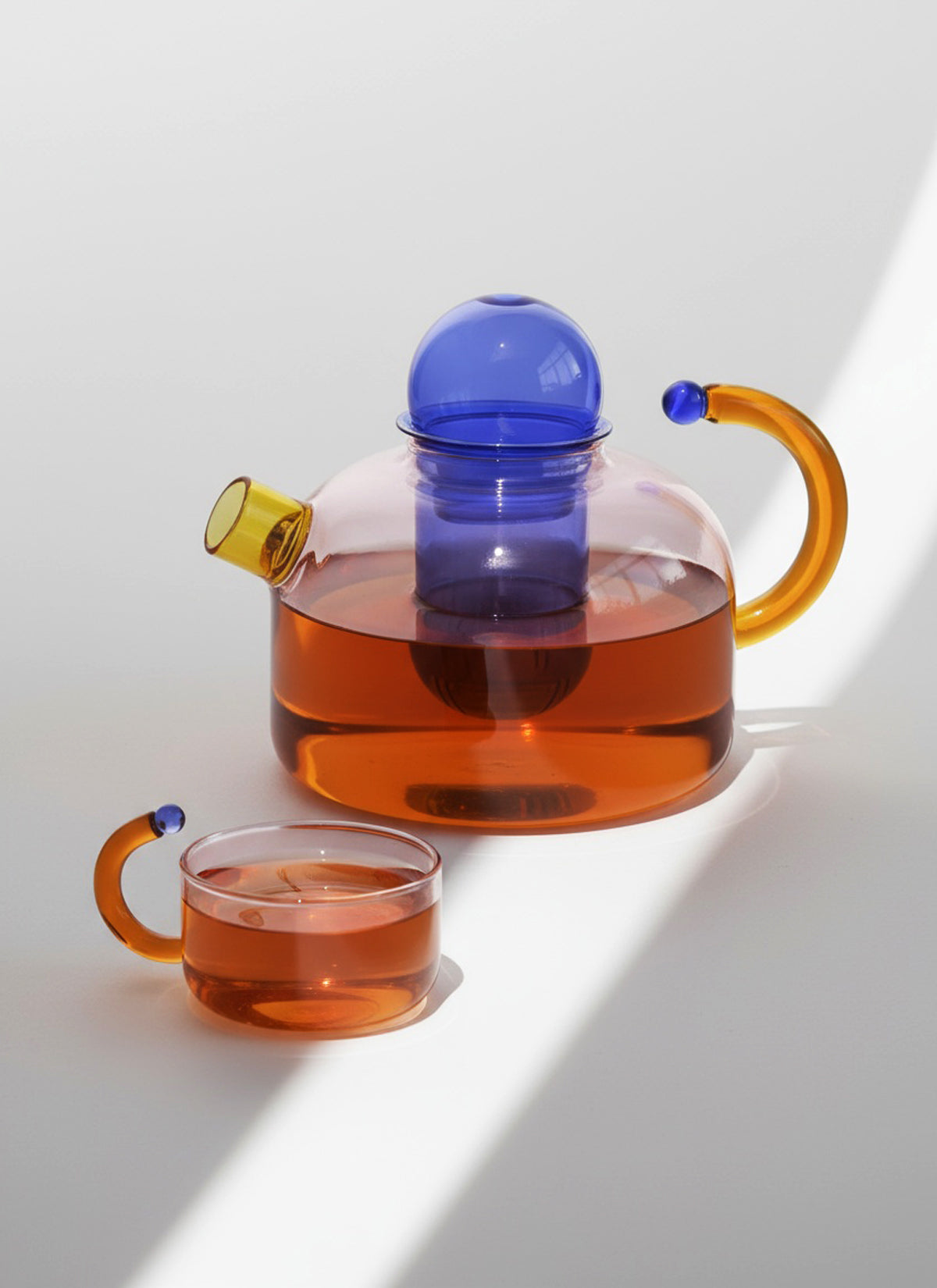 Pink Glass Teapot & Cups