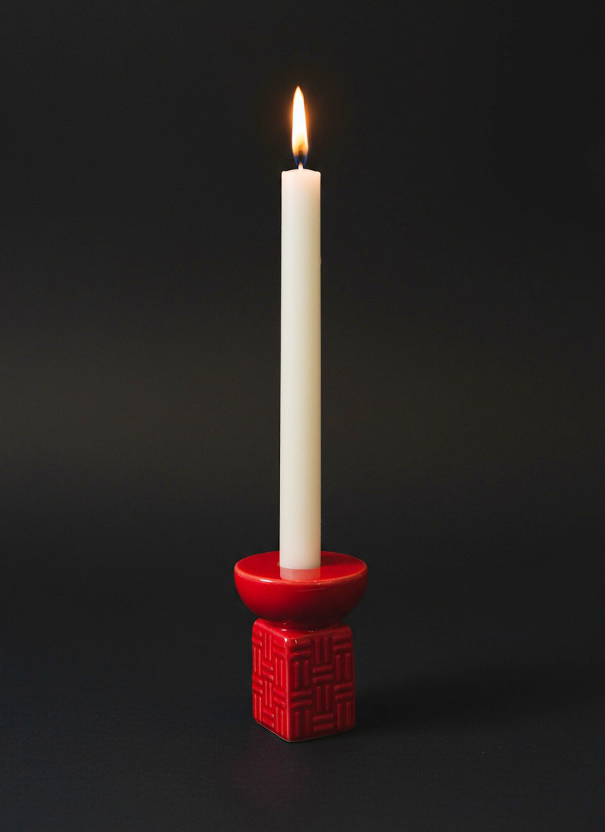 Red Geo Candle Holder