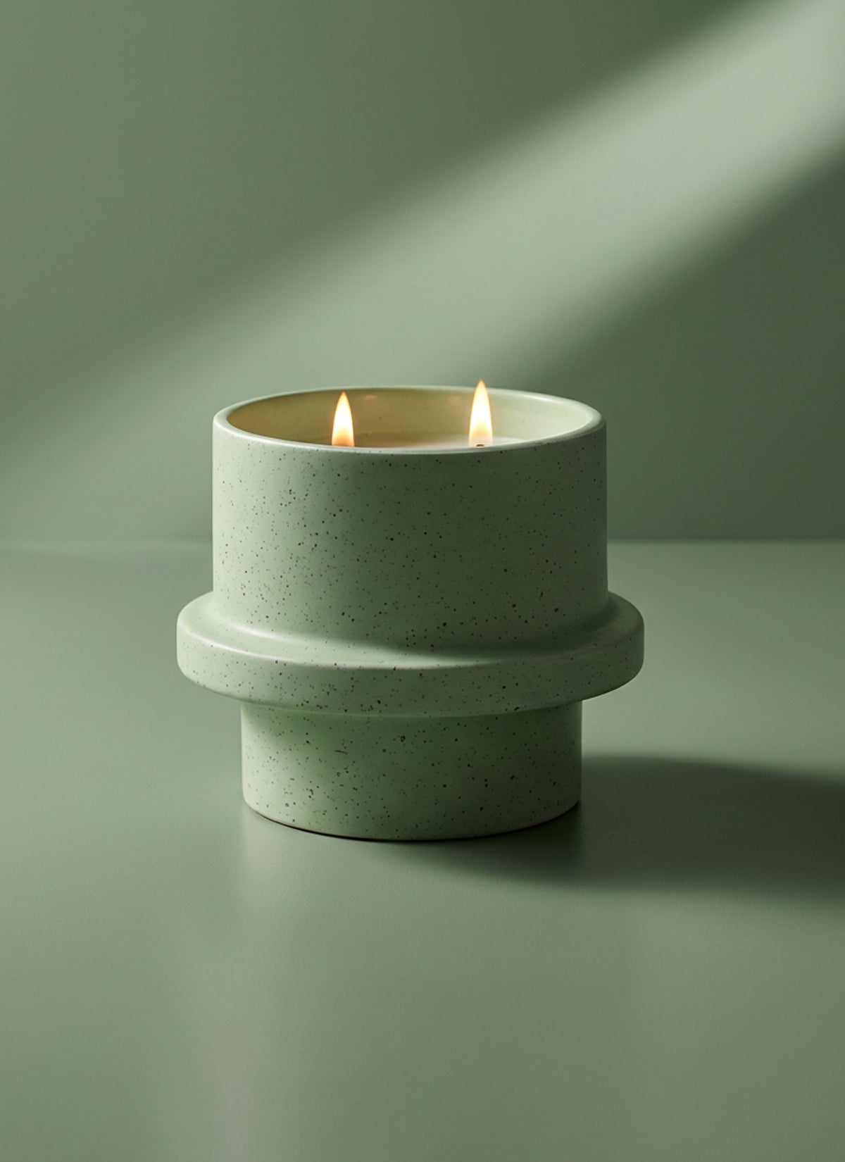 Green Ceramic Candle/Plant Pot & Base