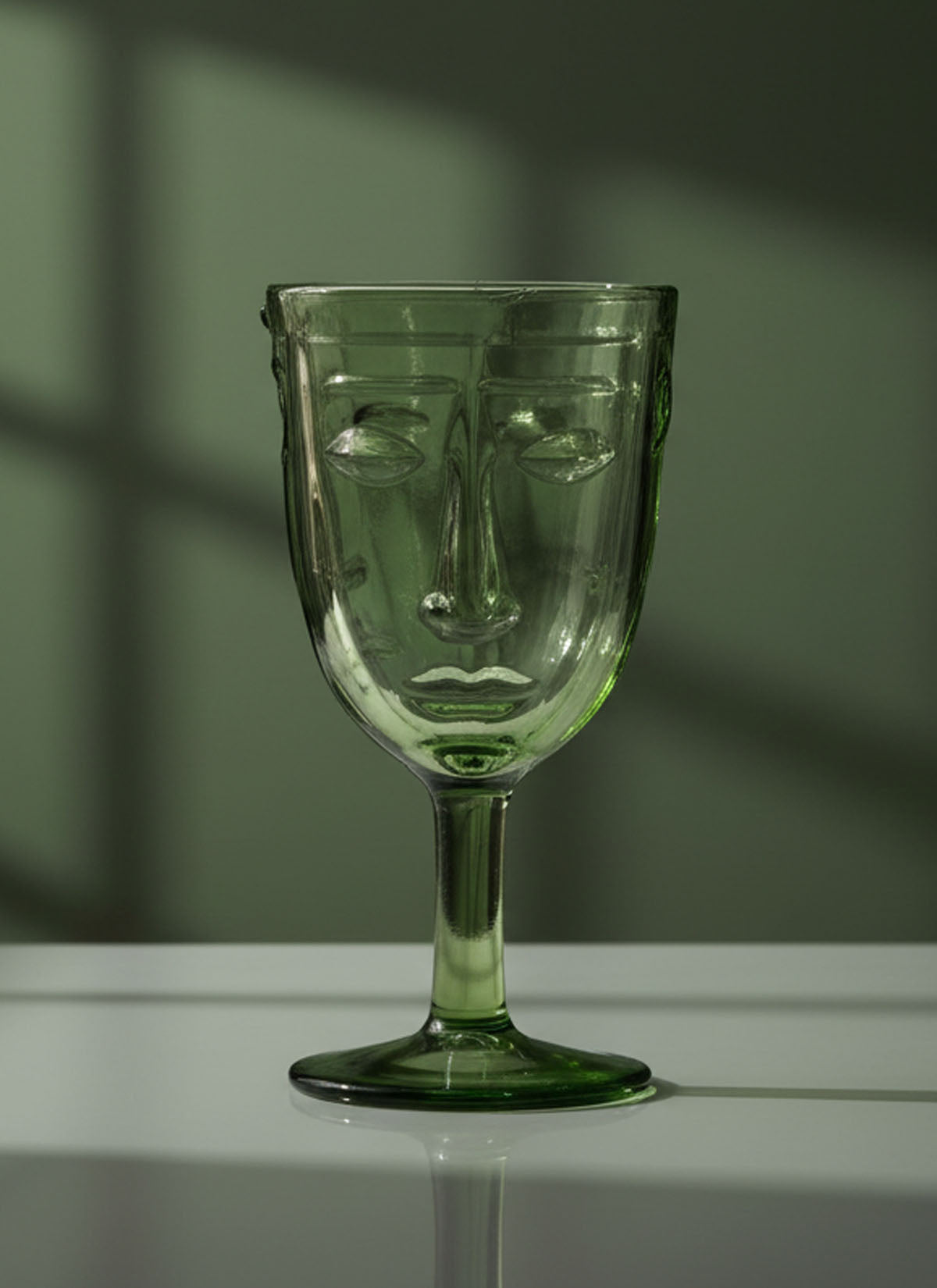Sage Deco Face Wine Glass