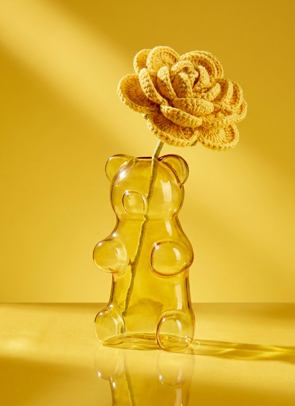 Yellow Yummy Bear Glass Vase